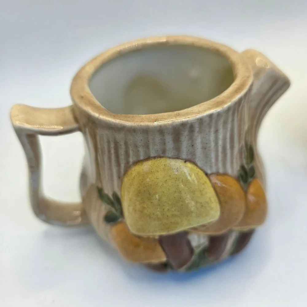 Vintage Arnel's Mushroom Ceramic Creamer and Sugar Bowl Set 1970s Retro Decor